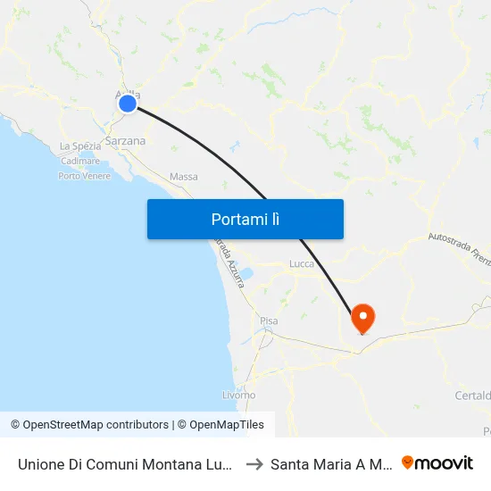 Unione Di Comuni Montana Lunigiana to Santa Maria A Monte map