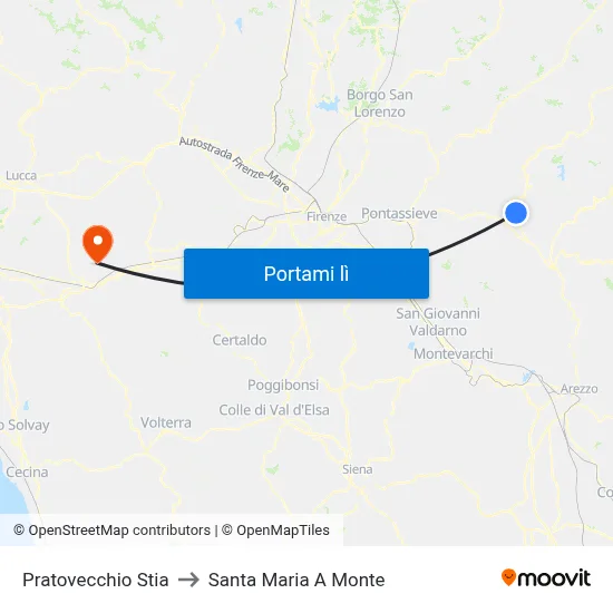 Pratovecchio Stia to Santa Maria A Monte map