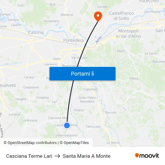 Casciana Terme Lari to Santa Maria A Monte map