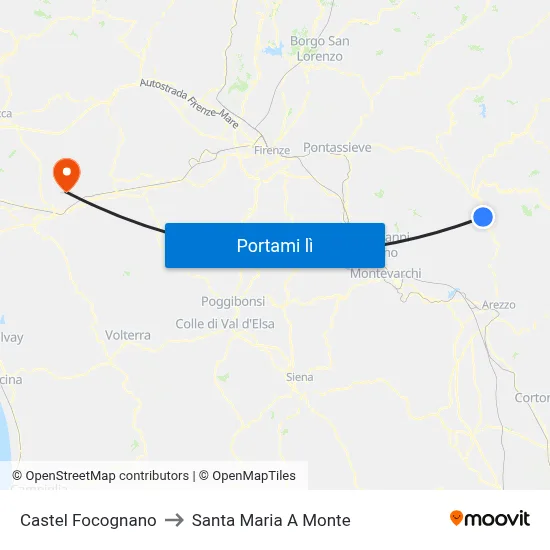 Castel Focognano to Santa Maria A Monte map