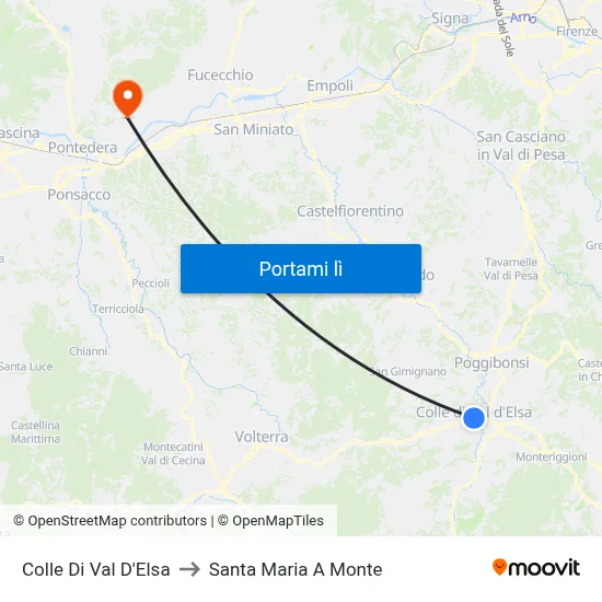 Colle Di Val D'Elsa to Santa Maria A Monte map
