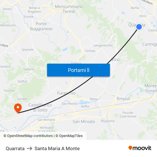 Quarrata to Santa Maria A Monte map