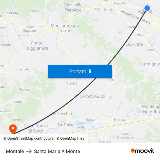 Montale to Santa Maria A Monte map