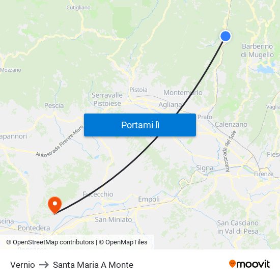 Vernio to Santa Maria A Monte map