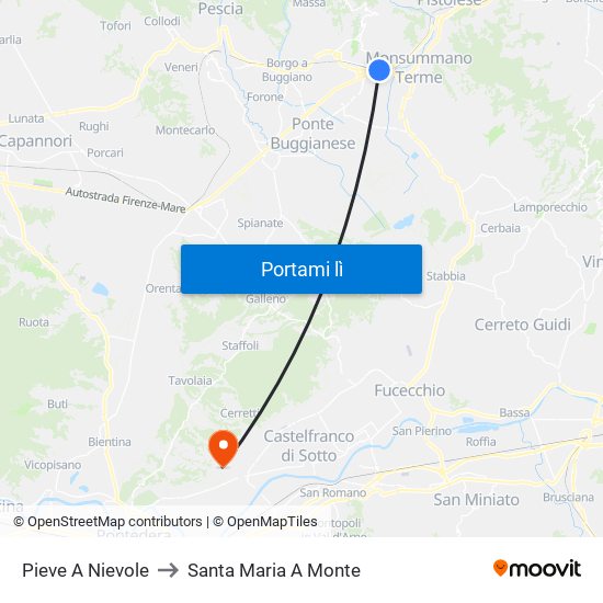 Pieve A Nievole to Santa Maria A Monte map