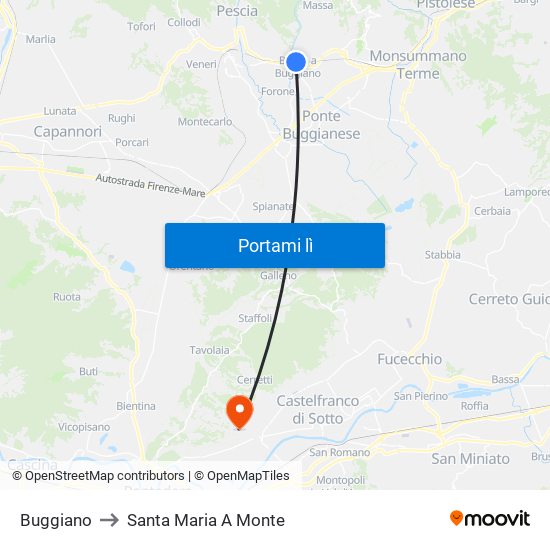 Buggiano to Santa Maria A Monte map