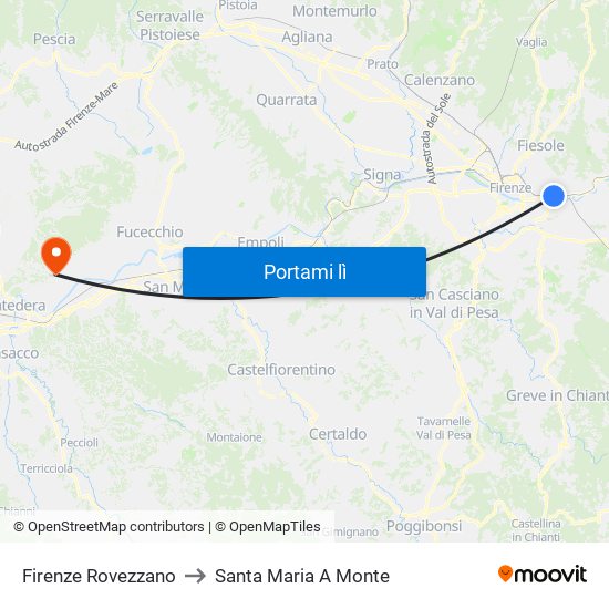 Firenze Rovezzano to Santa Maria A Monte map