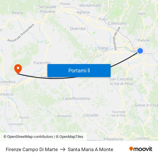 Firenze Campo Di Marte to Santa Maria A Monte map