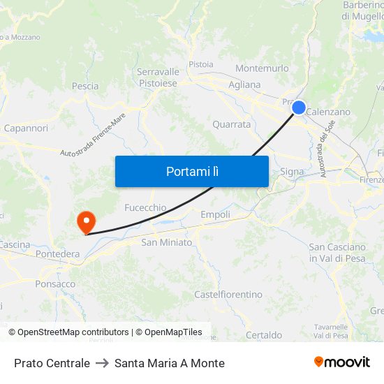 Prato Centrale to Santa Maria A Monte map