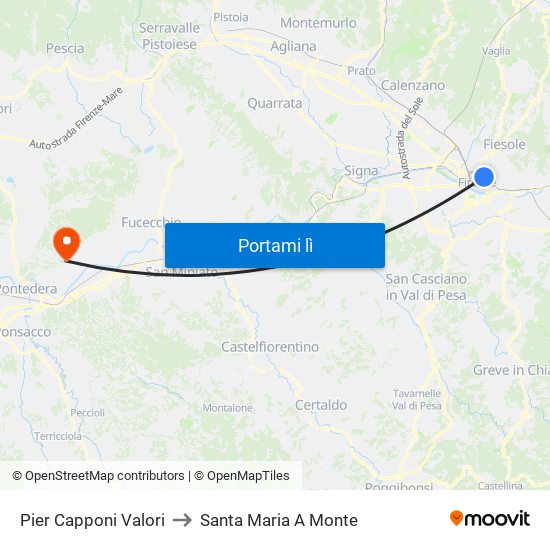 Pier Capponi Valori to Santa Maria A Monte map