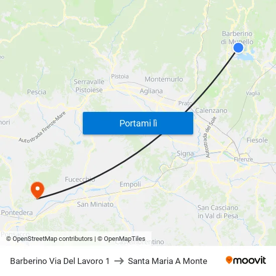 Barberino Via Del Lavoro 1 to Santa Maria A Monte map