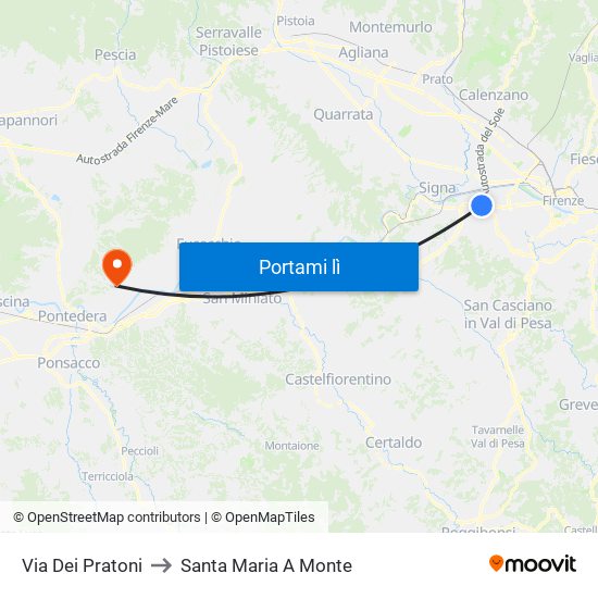 Via Dei Pratoni to Santa Maria A Monte map