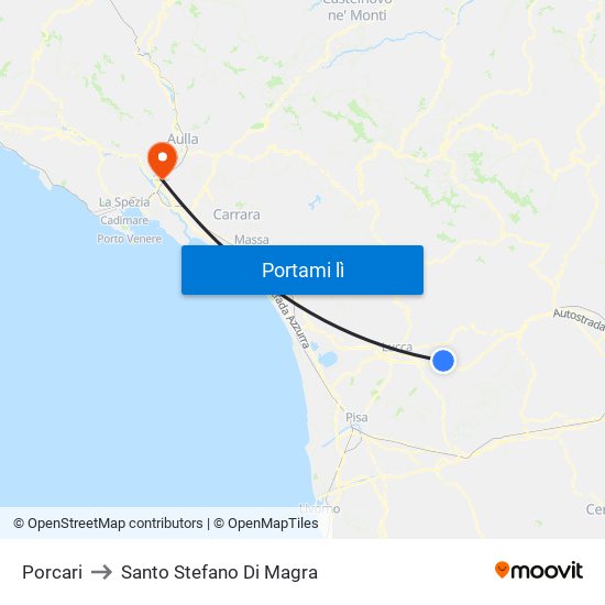 Porcari to Santo Stefano Di Magra map