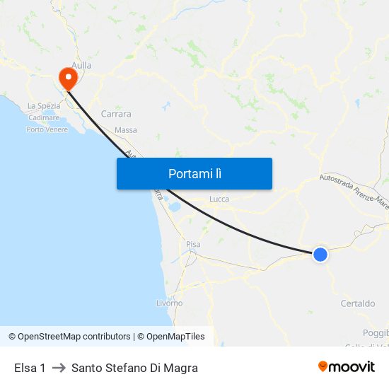 Elsa 1 to Santo Stefano Di Magra map