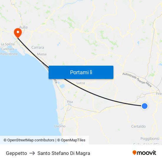 Geppetto to Santo Stefano Di Magra map