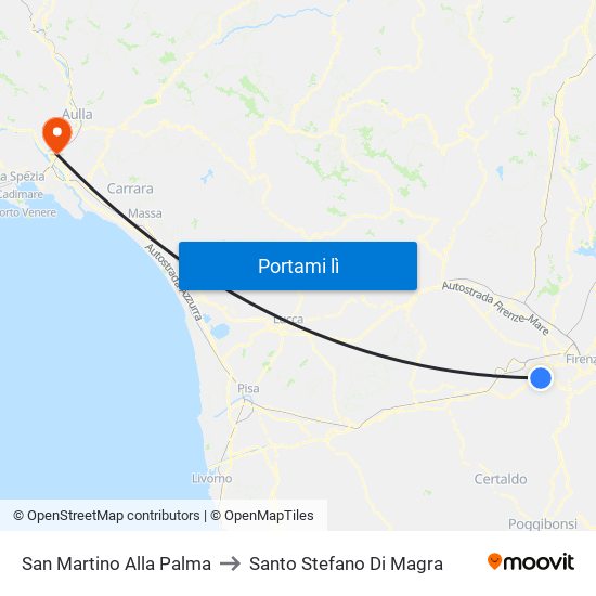 San Martino Alla Palma to Santo Stefano Di Magra map