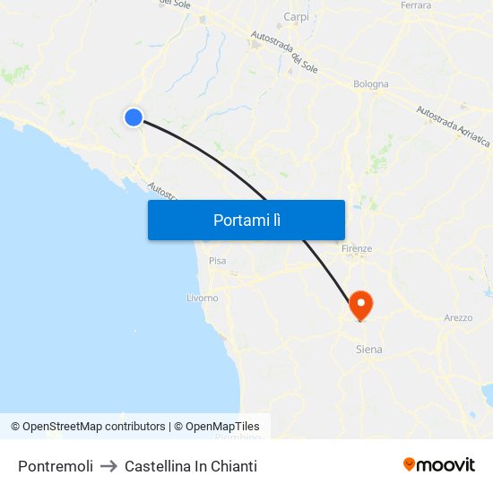 Pontremoli to Castellina In Chianti map