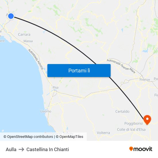 Aulla to Castellina In Chianti map