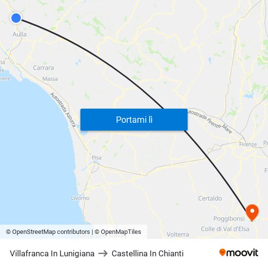 Villafranca In Lunigiana to Castellina In Chianti map