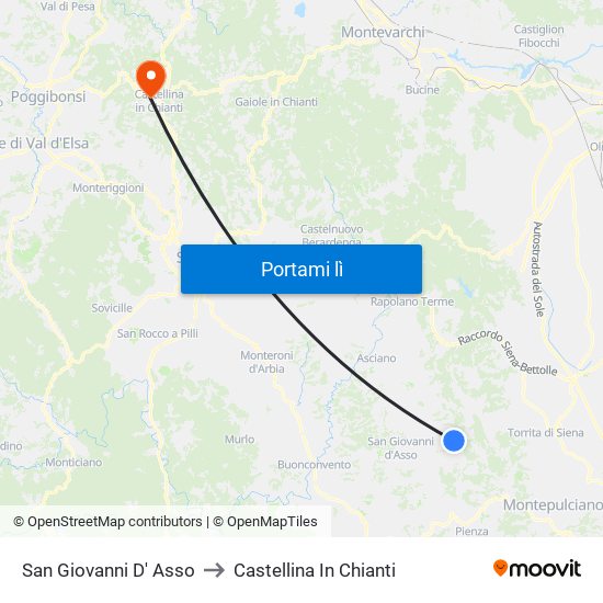 San Giovanni D' Asso to Castellina In Chianti map