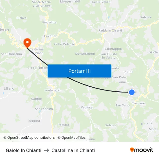 Gaiole In Chianti to Castellina In Chianti map