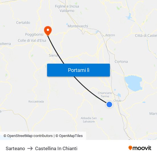 Sarteano to Castellina In Chianti map