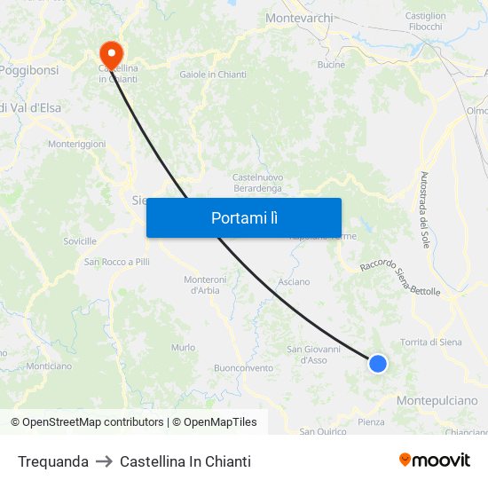 Trequanda to Castellina In Chianti map