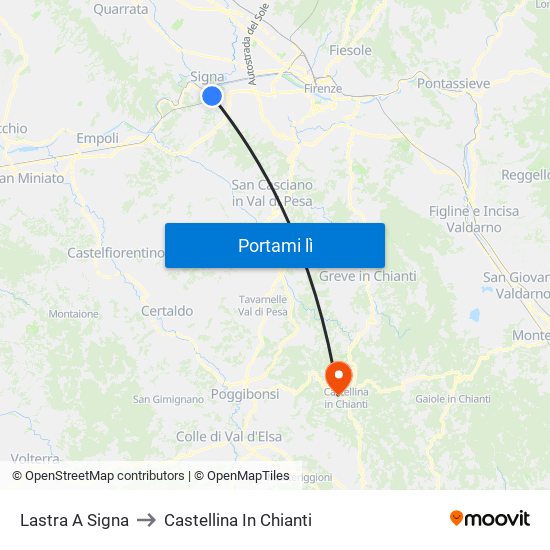 Lastra A Signa to Castellina In Chianti map