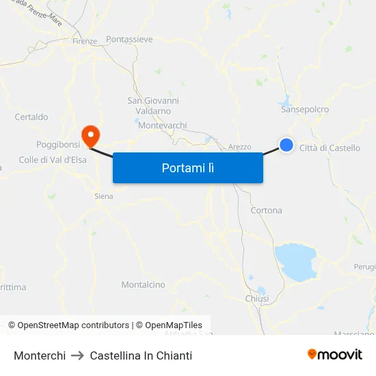 Monterchi to Castellina In Chianti map