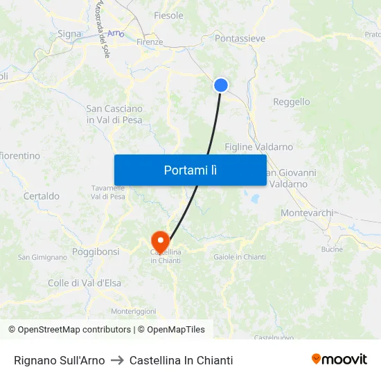 Rignano Sull'Arno to Castellina In Chianti map
