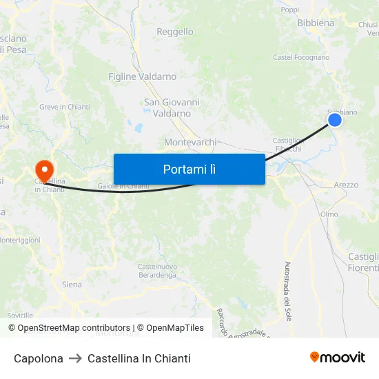 Capolona to Castellina In Chianti map