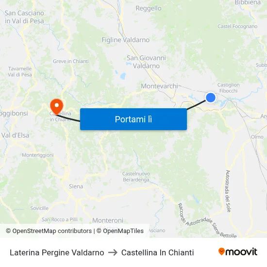 Laterina Pergine Valdarno to Castellina In Chianti map