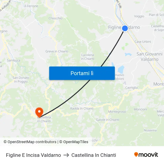 Figline E Incisa Valdarno to Castellina In Chianti map