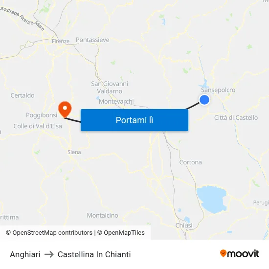 Anghiari to Castellina In Chianti map