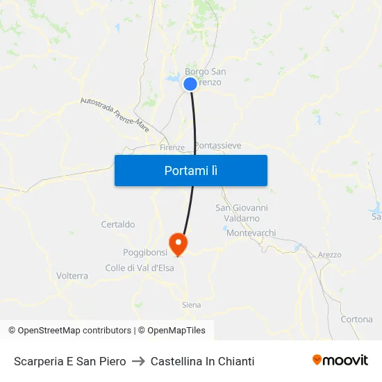 Scarperia E San Piero to Castellina In Chianti map
