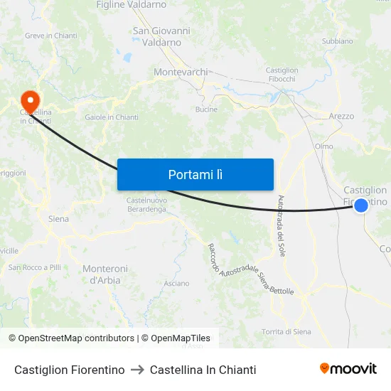 Castiglion Fiorentino to Castellina In Chianti map