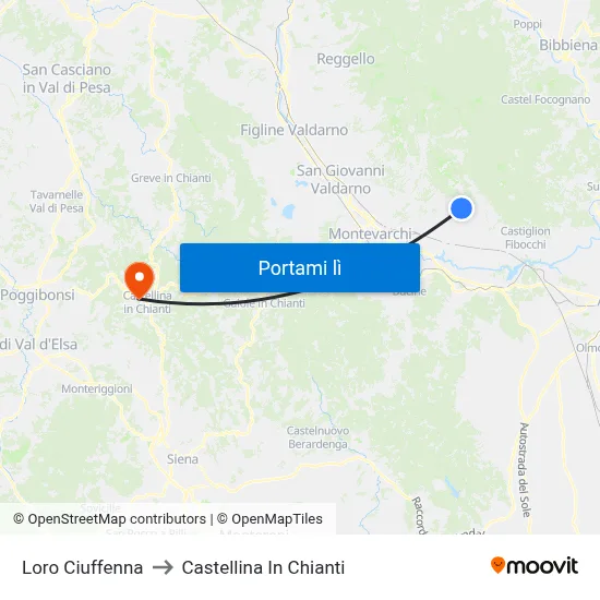Loro Ciuffenna to Castellina In Chianti map