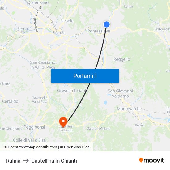 Rufina to Castellina In Chianti map