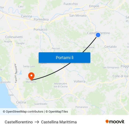 Castelfiorentino to Castellina Marittima map