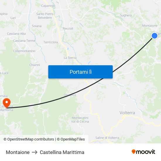 Montaione to Castellina Marittima map