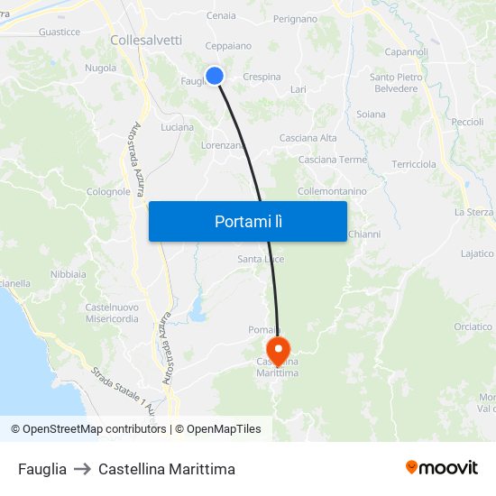 Fauglia to Castellina Marittima map