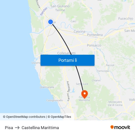 Pisa to Castellina Marittima map