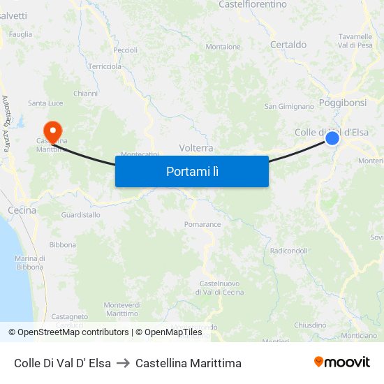 Colle Di Val D' Elsa to Castellina Marittima map