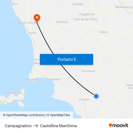 Campagnatico to Castellina Marittima map