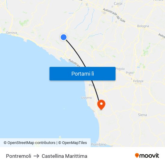 Pontremoli to Castellina Marittima map