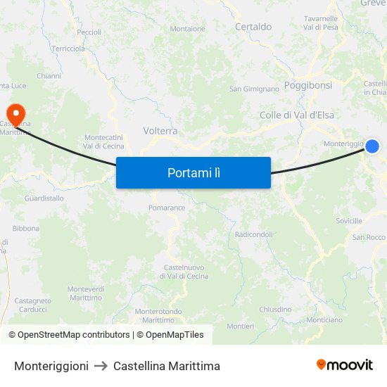 Monteriggioni to Castellina Marittima map