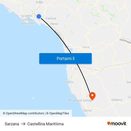 Sarzana to Castellina Marittima map