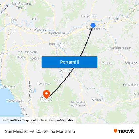 San Miniato to Castellina Marittima map