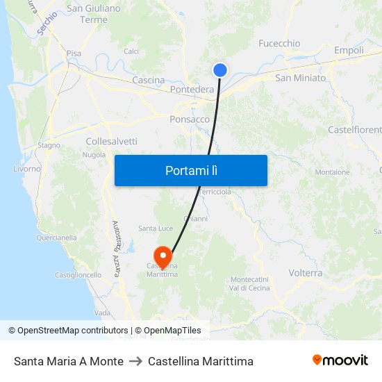 Santa Maria A Monte to Castellina Marittima map