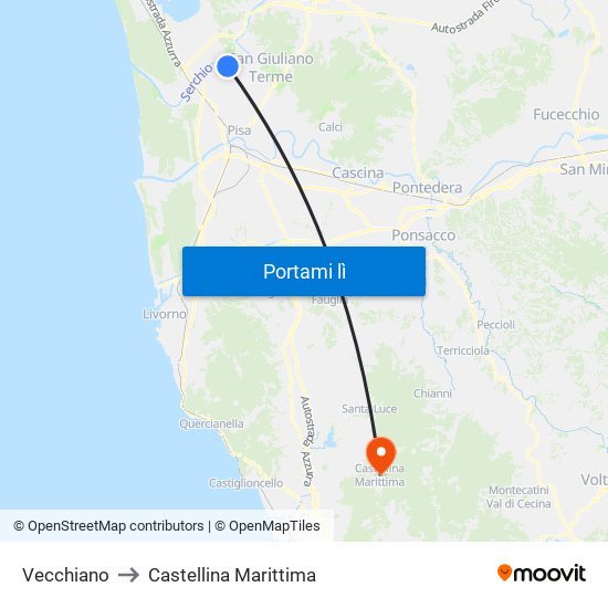 Vecchiano to Castellina Marittima map